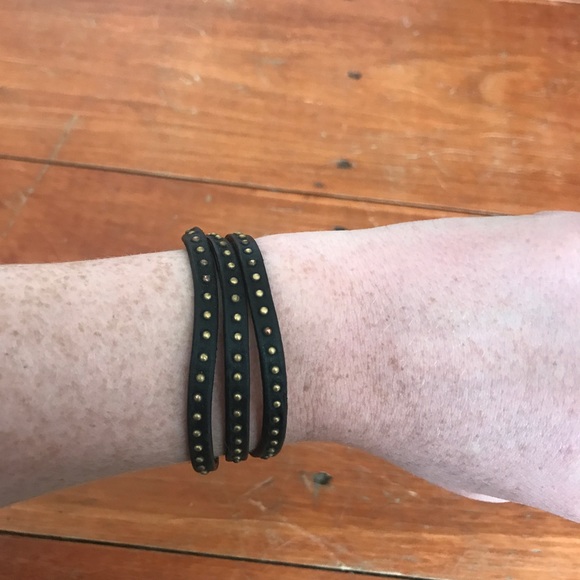 J Crew Studded Leather Wrap Bracelet - Picture 1 of 2